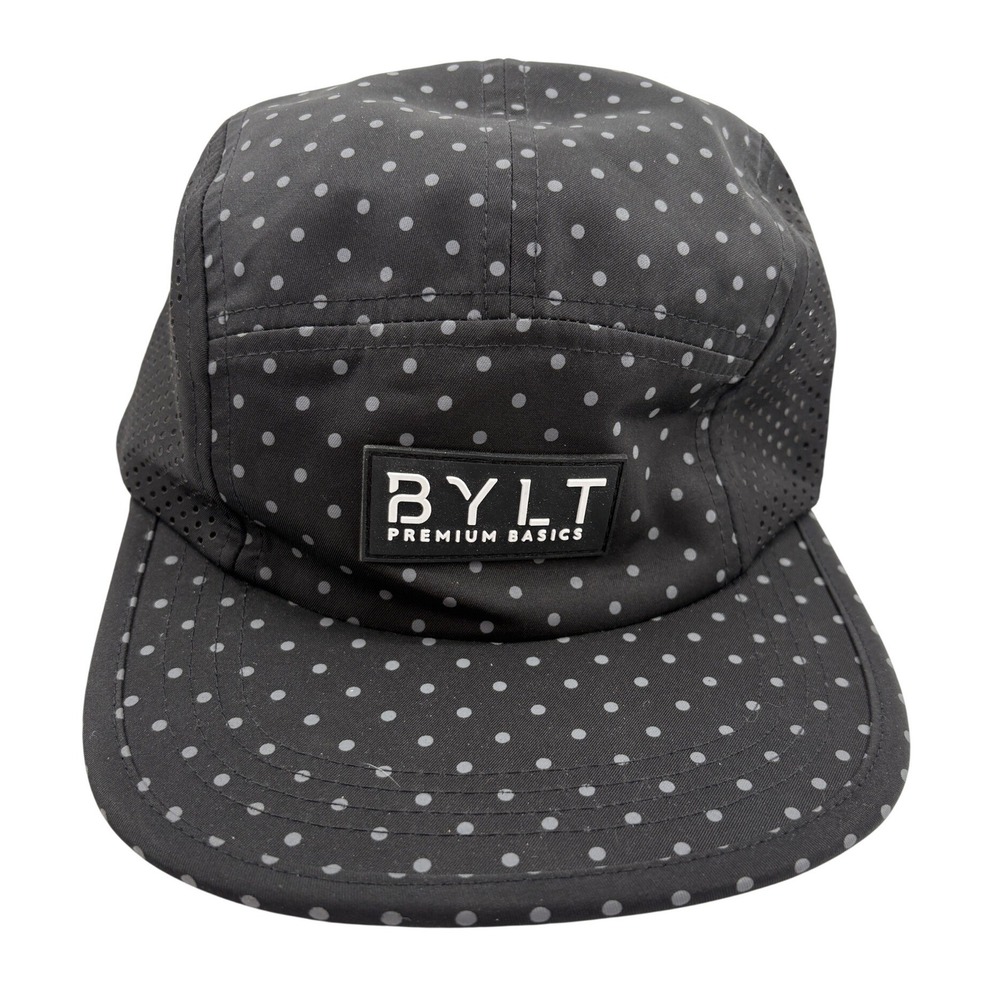 BYLT Premium Basics Pursuit 5-Panel Performance Hat Black Gray Polka Dot Cap